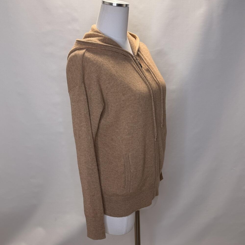 Charter Club Cashmere Sweater Womens XS Beige Hooded Full Zip Hoodie Knit - Picture 2 of 8